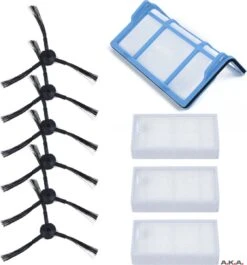 Merkloos A.K.A. Robotstofzuiger Filter & Zij Borstel Set 10-delig - Onderdelen Geschikt Voor MEDION MD Series Robot Stofzuiger - MD16192 MD18500 MD18501 MD18600