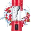Sikmann Blender To Go Met 50 Smoothie Recepten - Ijsblok Maler - Draagbare Blender - Blender - Portable Blender - Smoothie Maker - 380ML Rood