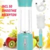 Draagbare Blender - Blender To Go - Smoothie Blender - USB Oplaadbaar -Portable Smoothie Maker - Draadloos - Compact Blender - 500 Ml - Mini Smoothie Maker - Fresh Juice Maker - Portable Blender - Blauw - Recepten Inbegrepen