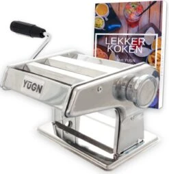 YUGN Pastamachine Zelf Pasta Maken - Pasta Recepten Zoals Pasta Pesto En Spaghetti Bolognese - Pasta Machine Inclusief Pastamaker Verwisselbare Kop En Tafelklem En Rubberen Voetjes - Inclusief EBook - Cadeau Tip