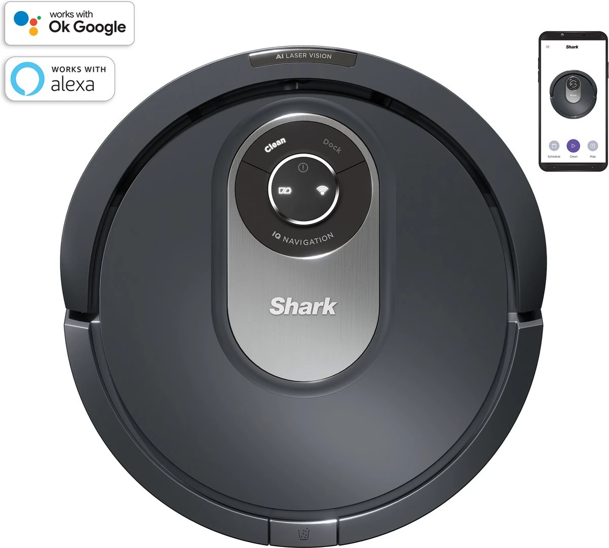 Shark AI Laser Robotstofzuiger - Automatisch Laadstation - Krachtig Tegen Huisdierharen - Mobiele App - Zakloos - RV2001EU 1 Shark AI Laser Robotstofzuiger - Automatisch Laadstation - Krachtig Tegen Huisdierharen - Mobiele App - Zakloos - RV2001EU