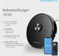 CleanDays XR500 LiDAR Robotstofzuiger Met Y-shape Dweilfunctie - Met Laadstation - Scant De Gehele Ruimte - Grote Zuigkracht 6500PA - Geschikt Voor Huisdieren -Aanbiedingen Frothwerk Winkel 1200x1125 7
