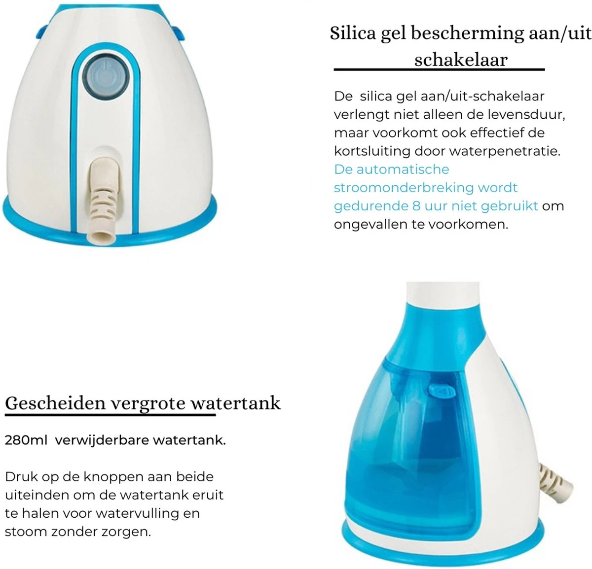 Thuys Handstomer - Stoomapparaat Kleding - Warmt Snel Op - Kledingstomer Voor Kleding, Gordijnen En Vloeren - 2 Gratis Opzetstukken - Blauw - 280 Ml - 1500W 4 Thuys Handstomer - Stoomapparaat Kleding - Warmt Snel Op - Kledingstomer Voor Kleding, Gordijnen En Vloeren - 2 Gratis Opzetstukken - Blauw - 280 Ml - 1500W - Afbeelding 4