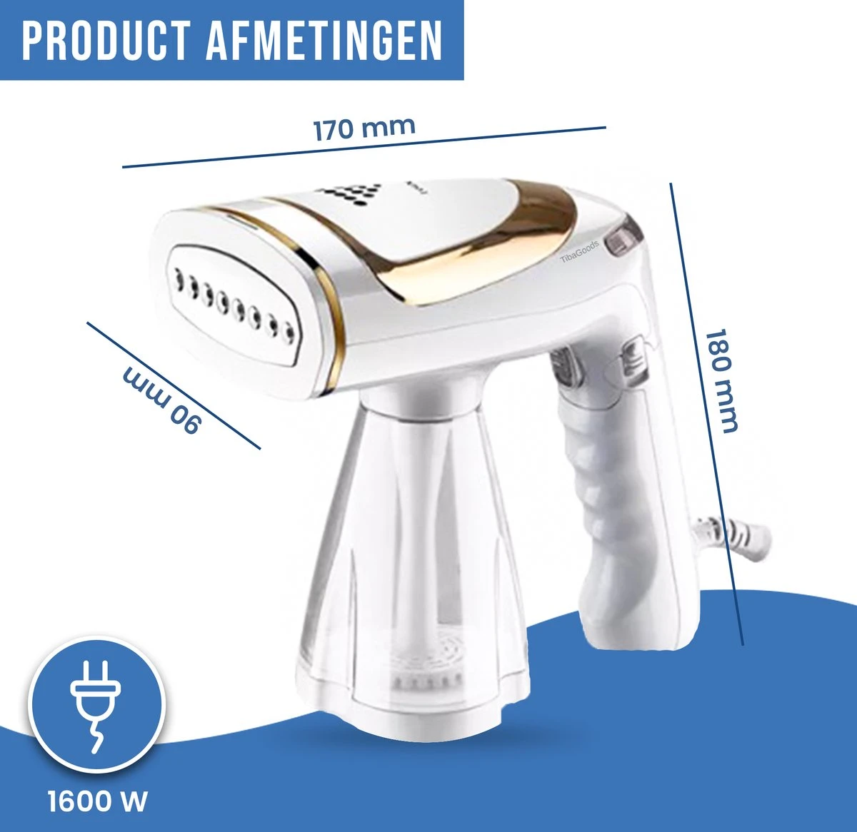 TibaGoods Luxe Kledingstomer - Handstomer - Ontkreuker - Stoomreiniger - Warmt Snel Op - Inclusief 2 Opzetborstels - 1600w - 250ml 9 TibaGoods Luxe Kledingstomer - Handstomer - Ontkreuker - Stoomreiniger - Warmt Snel Op - Inclusief 2 Opzetborstels - 1600w - 250ml - Afbeelding 9
