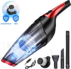 Yourloot Kruimelzuiger - Snoerloos - Nat & Droog - Rood/Zwart - Inclusief 3 Opzetstukken