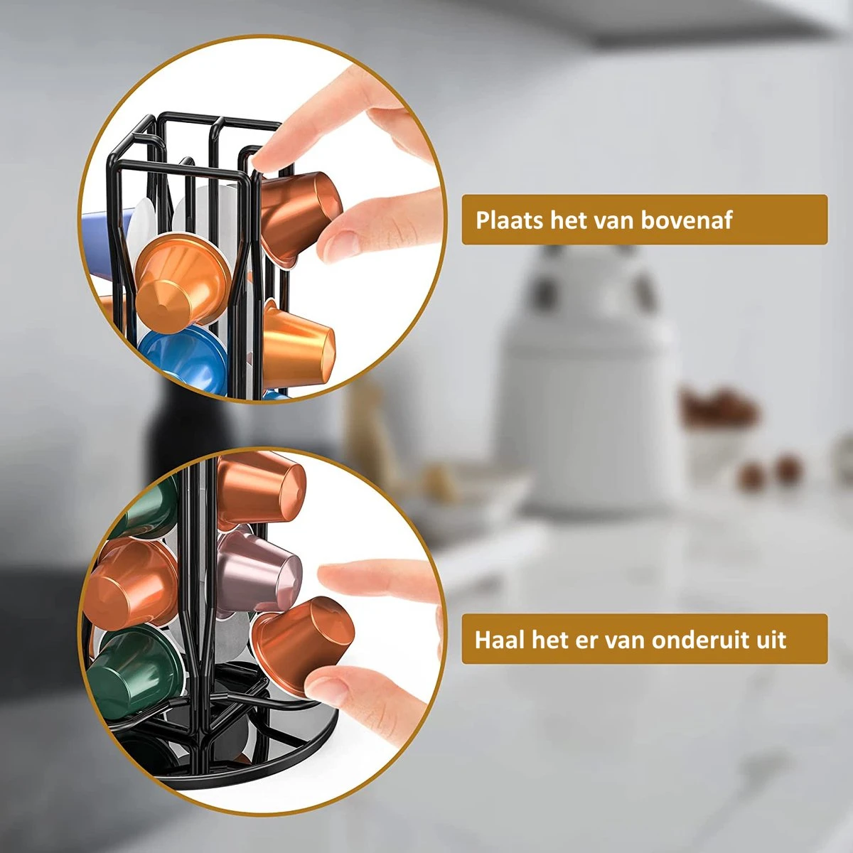 Merkloos Nespresso Capsulehouder - Capsulehouder Voor 40 Cups - Koffiecups Houder Zwart 360° Draaibaar - Anti Slip 3 Merkloos Nespresso Capsulehouder - Capsulehouder Voor 40 Cups - Koffiecups Houder Zwart 360° Draaibaar - Anti Slip - Afbeelding 3