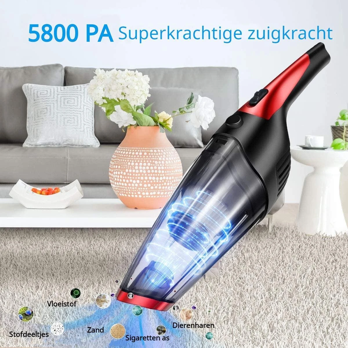 Yourloot Kruimelzuiger - Snoerloos - Nat & Droog - Rood/Zwart - Inclusief 3 Opzetstukken 5 Yourloot Kruimelzuiger - Snoerloos - Nat & Droog - Rood/Zwart - Inclusief 3 Opzetstukken - Afbeelding 5