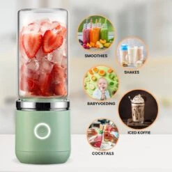 Blend In - Blender To Go - Smoothie Maker - Oplaadbare Mini Blender - Smoothies & Shakes - Draadloos & Draagbaar - Fruit Mixer - USB Oplaadbaar - 350ML - Groen -Aanbiedingen Frothwerk Winkel 1200x1200 196