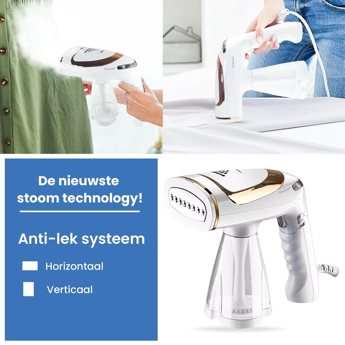 TibaGoods Luxe Kledingstomer - Handstomer - Ontkreuker - Stoomreiniger - Warmt Snel Op - Inclusief 2 Opzetborstels - 1600w - 250ml 3 TibaGoods Luxe Kledingstomer - Handstomer - Ontkreuker - Stoomreiniger - Warmt Snel Op - Inclusief 2 Opzetborstels - 1600w - 250ml - Afbeelding 3