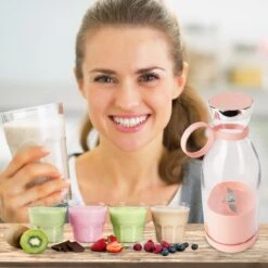Merkloos Draagbare Mini Blender - Blender To Go - Blender Smoothie Compact - Mini Smoothie Maker - Oplaadbare Blender - Smoothies - Fruit - Mixer - Blender - Roze - -Aanbiedingen Frothwerk Winkel 1200x1200 241