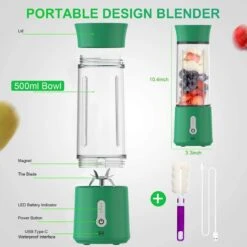 Merkloos Innovure Draagbare Mini Blender To Go - Portable Smoothie Maker - Draadloos - USB-C Oplaadbaar - 500ML Groen -Aanbiedingen Frothwerk Winkel 1200x1200 249