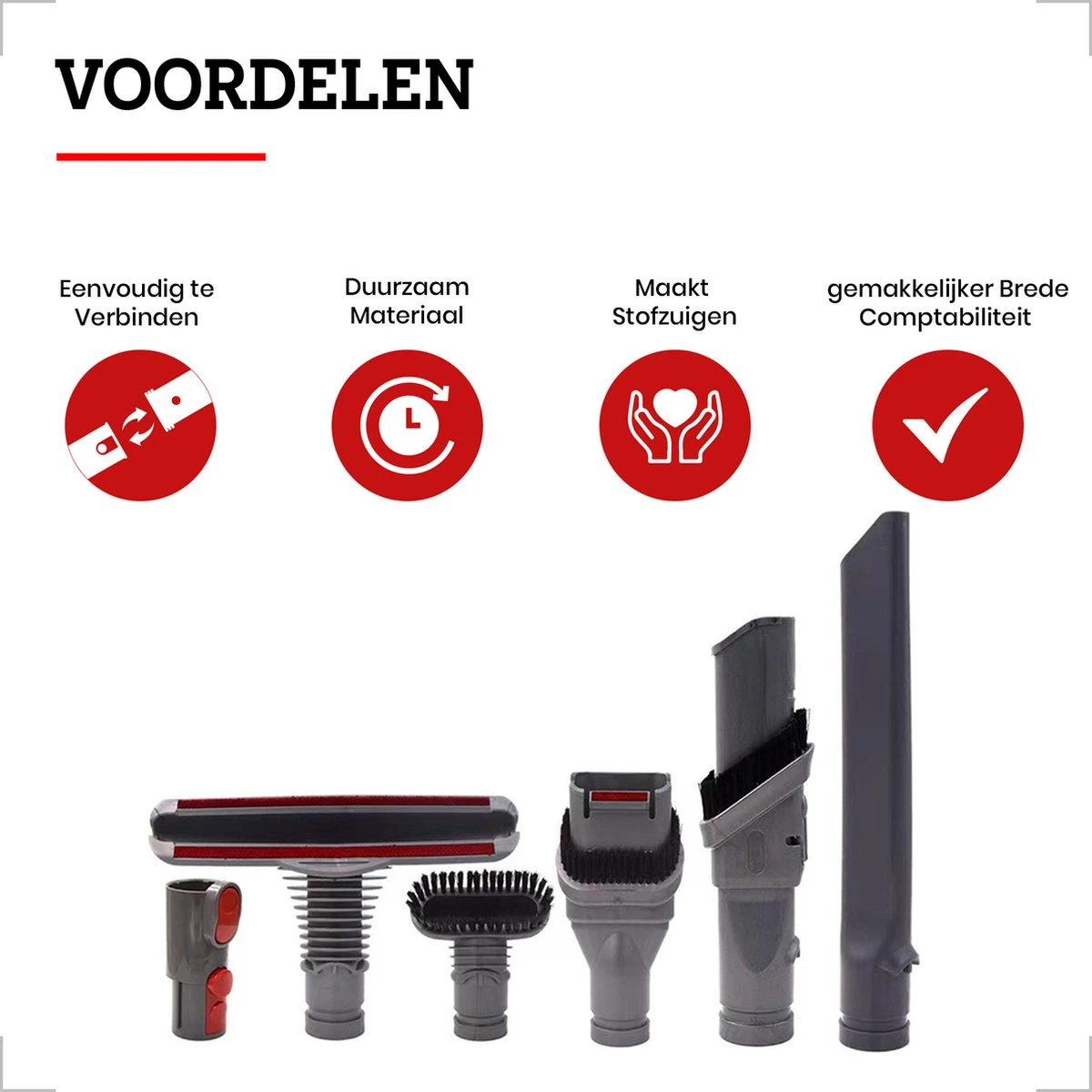 Stofzuiger Mondstuk Accessoires Set Geschikt Voor Dyson V6/V7/V8/V10/V11/V15 Series Steelstofzuiger - Opzet Borstel Met Adapter – 6 Onderdelen 3 Stofzuiger Mondstuk Accessoires Set Geschikt Voor Dyson V6/V7/V8/V10/V11/V15 Series Steelstofzuiger - Opzet Borstel Met Adapter – 6 Onderdelen - Afbeelding 3