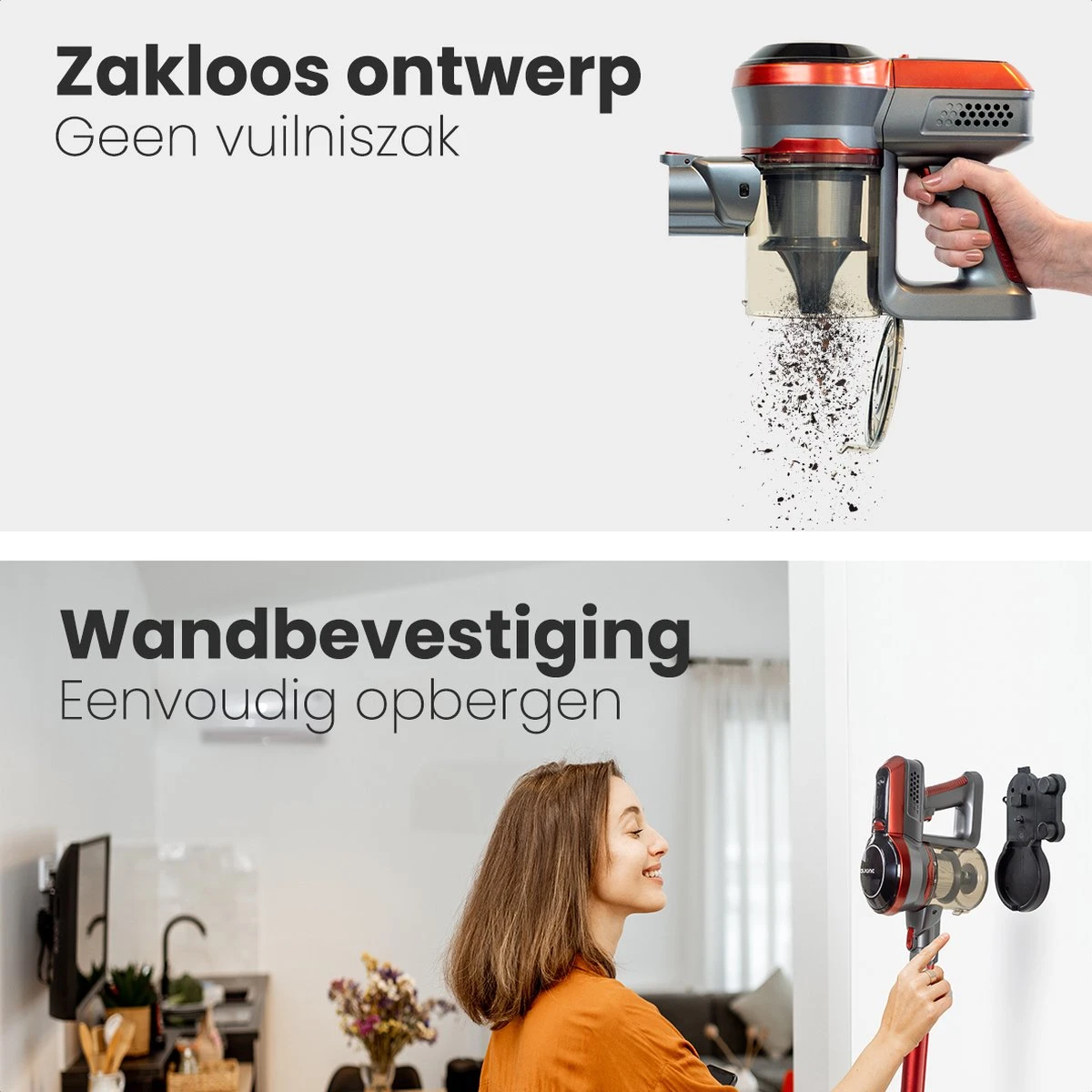 Auronic Steelstofzuiger - Draadloos - 4-in-1 - Op Batterij - 160W - Rood/Grijs 2 Auronic Steelstofzuiger - Draadloos - 4-in-1 - Op Batterij - 160W - Rood/Grijs - Image 2