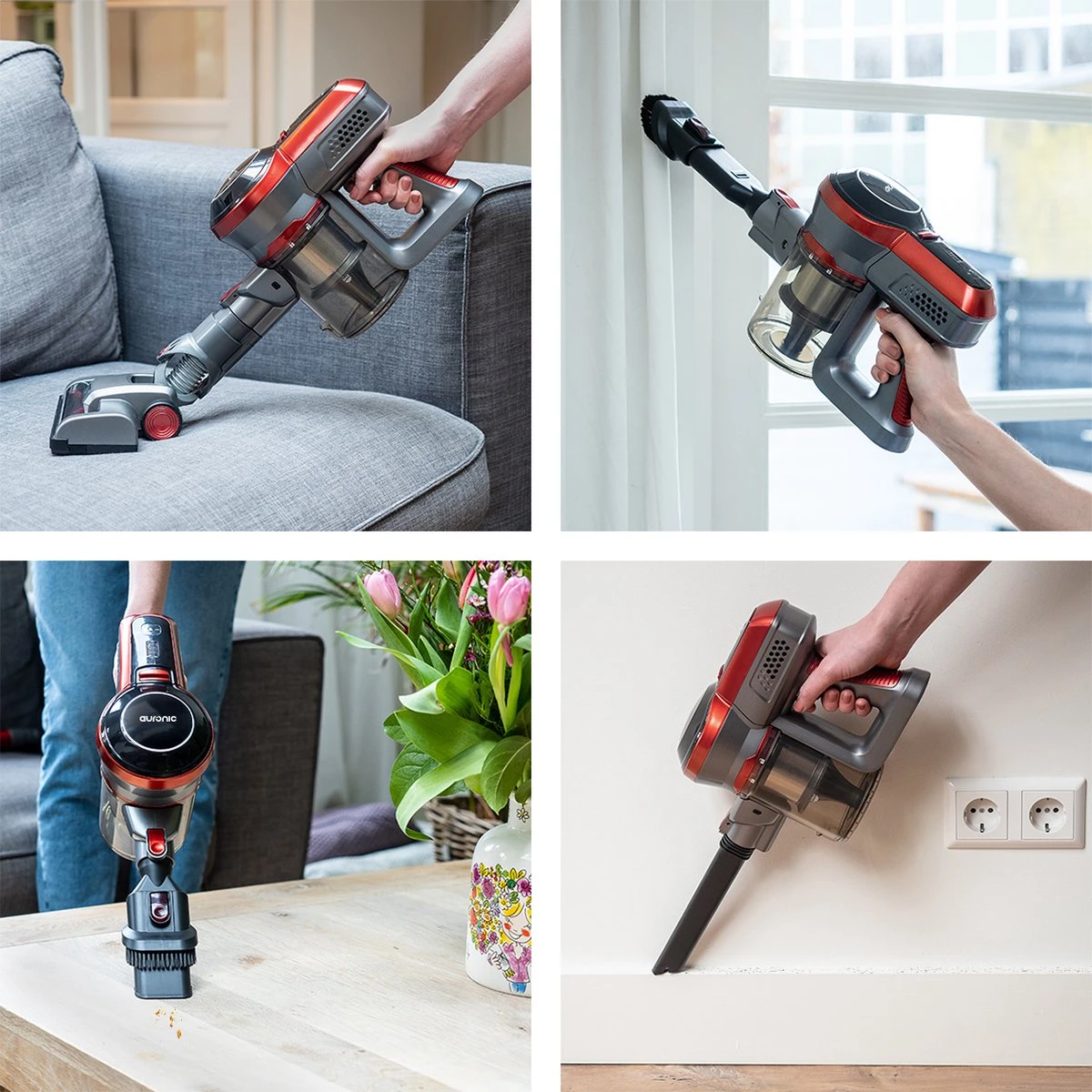 Auronic Steelstofzuiger - Draadloos - 4-in-1 - Op Batterij - 160W - Rood/Grijs 8 Auronic Steelstofzuiger - Draadloos - 4-in-1 - Op Batterij - 160W - Rood/Grijs - Image 8