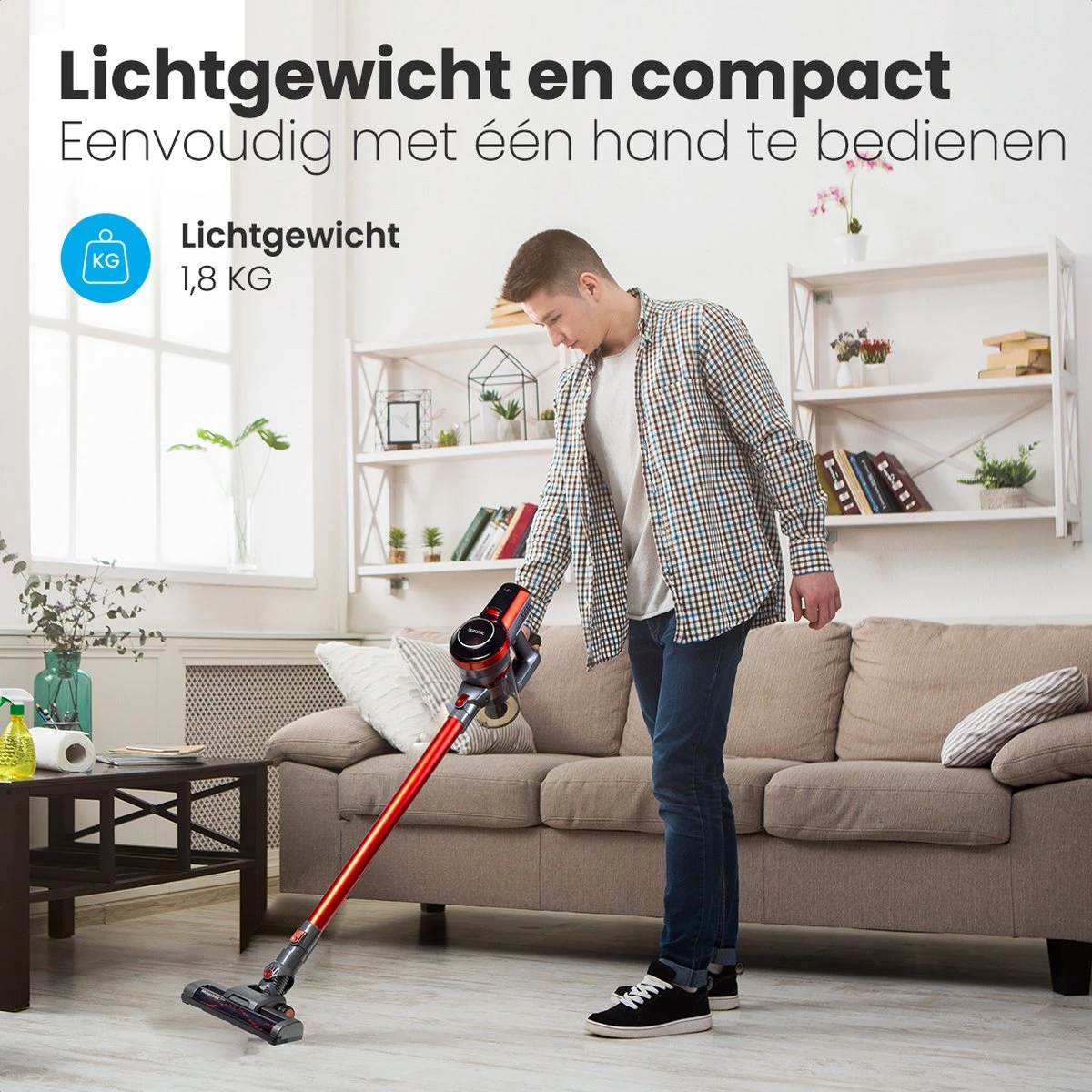 Auronic Steelstofzuiger - Draadloos - 4-in-1 - Op Batterij - 160W - Rood/Grijs 9 Auronic Steelstofzuiger - Draadloos - 4-in-1 - Op Batterij - 160W - Rood/Grijs - Image 9