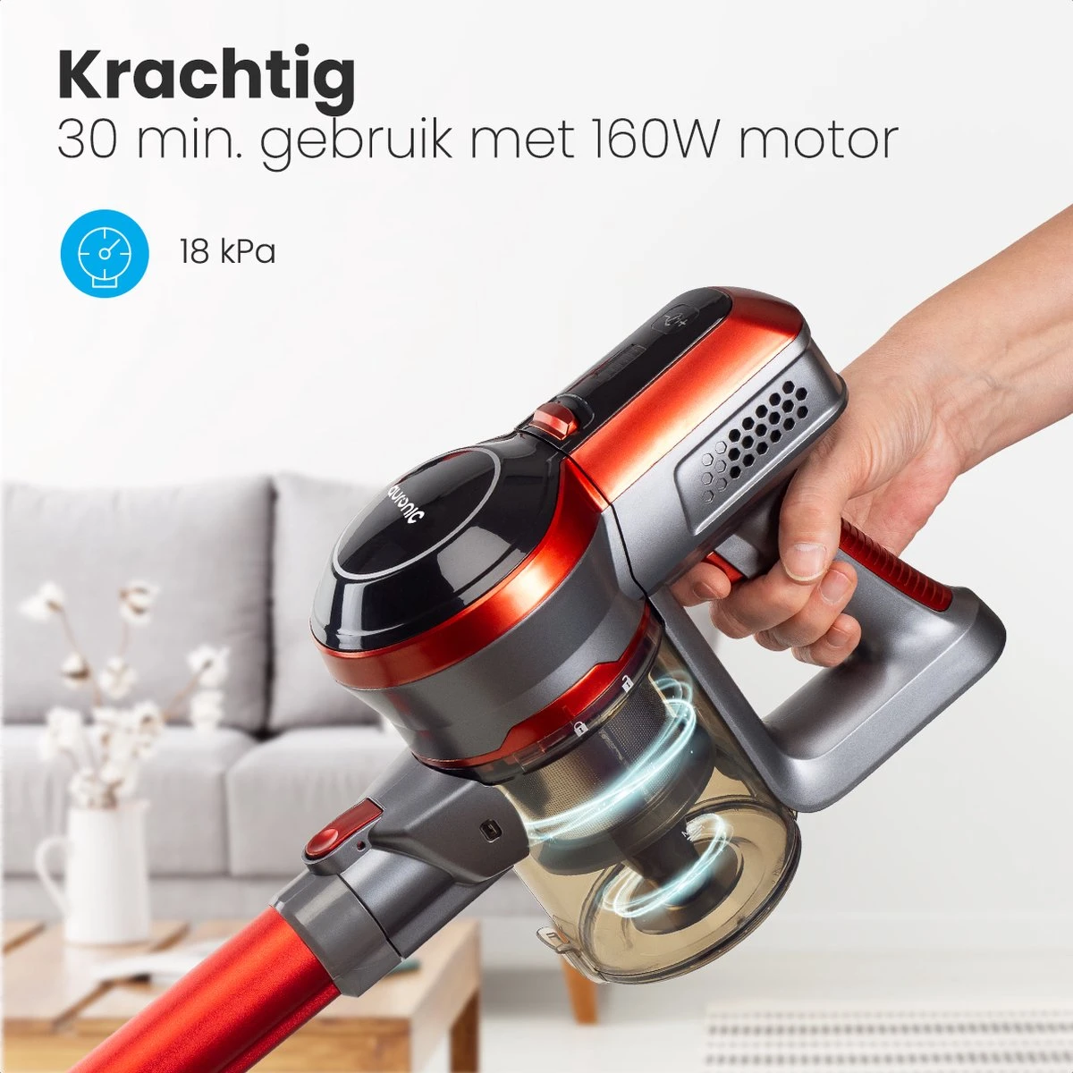 Auronic Steelstofzuiger - Draadloos - 4-in-1 - Op Batterij - 160W - Rood/Grijs 11 Auronic Steelstofzuiger - Draadloos - 4-in-1 - Op Batterij - 160W - Rood/Grijs - Image 11