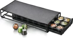 Capsule Houder Met Lade - Geschikt Voor Nespresso - Espresso Koffie Pad En Cups Houder - 40 Capsules - RVS - Zwart